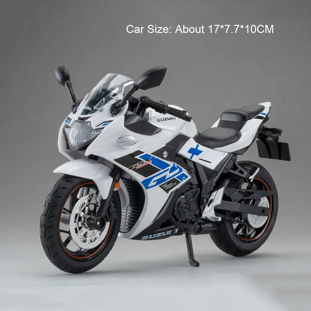 1:12 Hayabusa GSX250R Motorbike Toy Models Alloy Diecast Sound Light Shock Absorption Front Wheel Steering Miniature Motorcycles