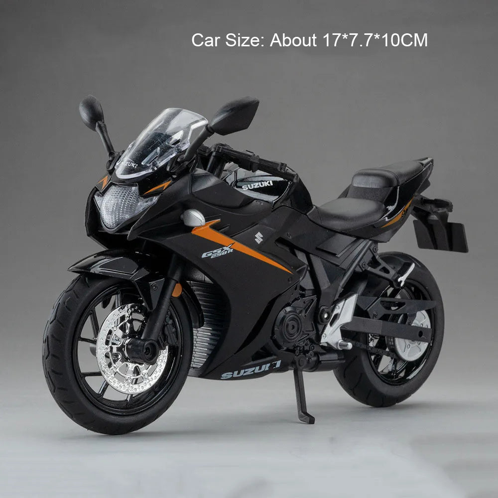 1:12 Hayabusa GSX250R Motorbike Toy Models Alloy Diecast Sound Light Shock Absorption Front Wheel Steering Miniature Motorcycles