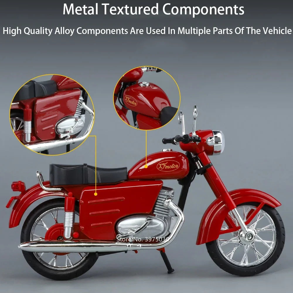 1:10 XF250 Motorcycle Alloy Diecast Models Cars Toy Wheel Steering with Light Miniature Motorcycles Children's Educational Toys