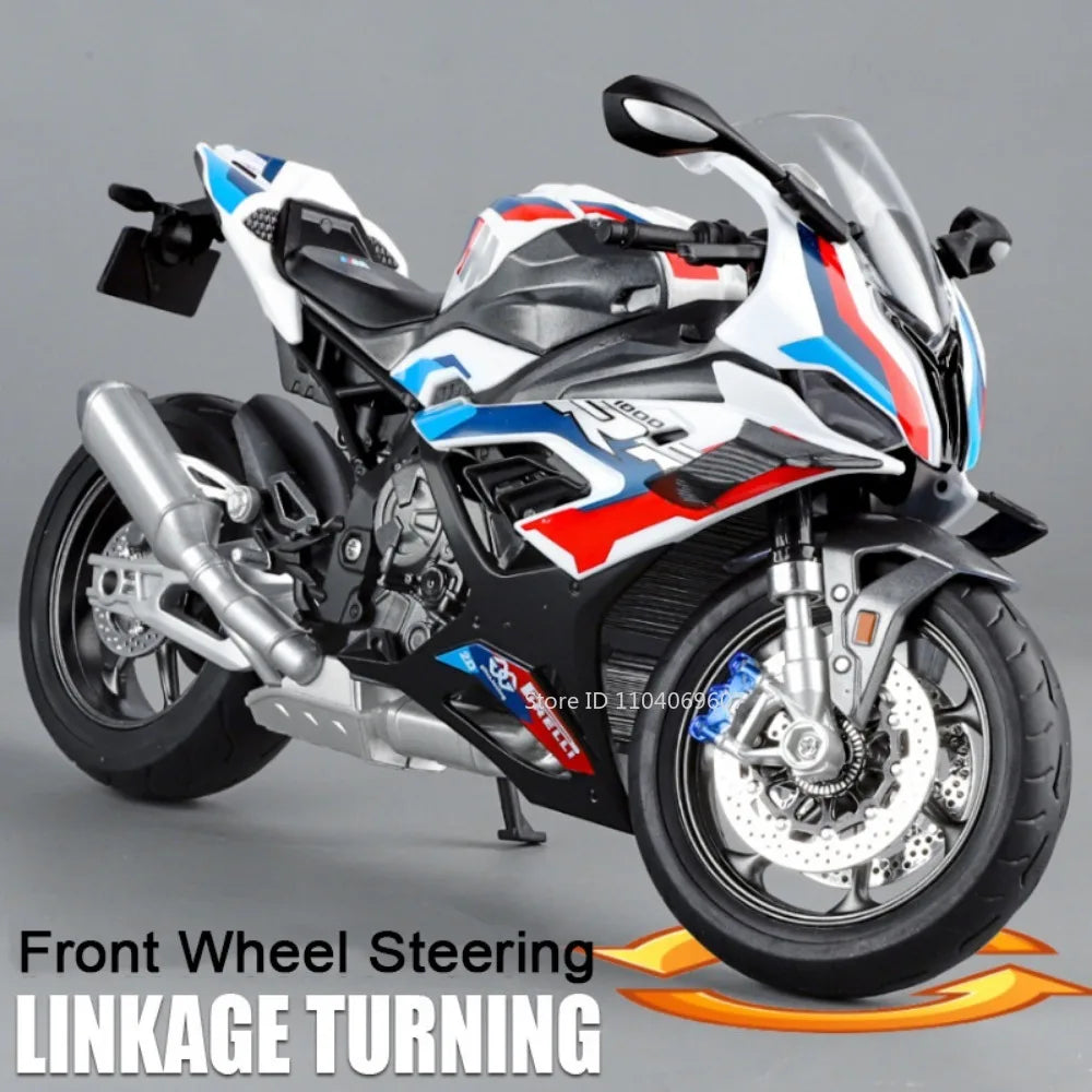 1:9 RR1000 Miniature Motorcycles Model Toys Alloy Diecast Rubber Tires Shock Absorption Simulation Motorcycle Models Boys Gifts