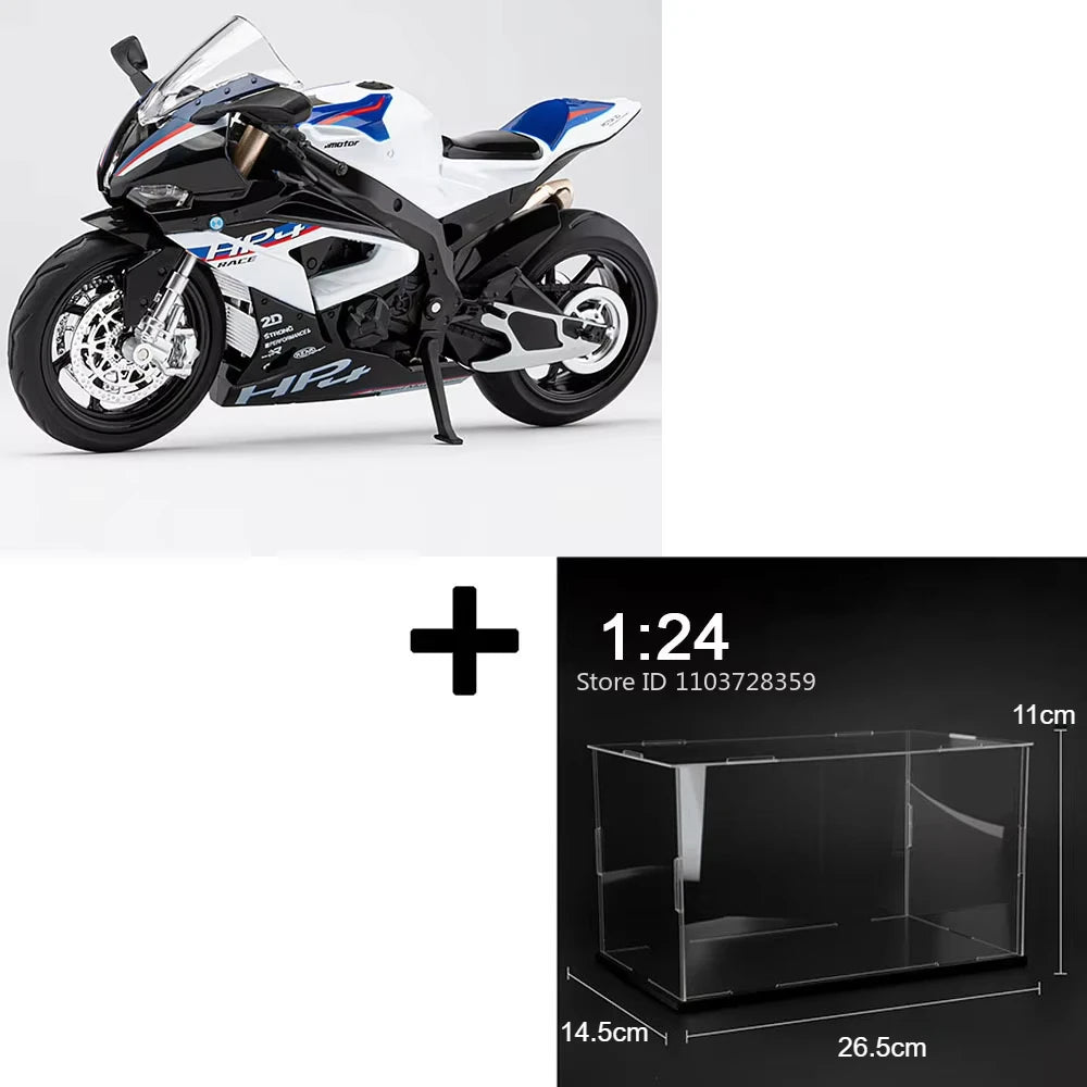 1:12 HP4 Model Toy Miniature Motorcycles Alloy Diecast Sound Light Shock Absorption Rubber Tires Ornament Motorbikes Boys Gifts
