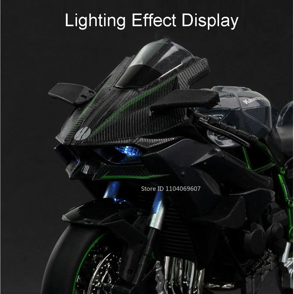 1:12 Toy Model H2R S1000RR Miniature Motorcycles Alloy Diecast Shock Absorption Rubber Tires Christmas Motorbike Gifts for Kids