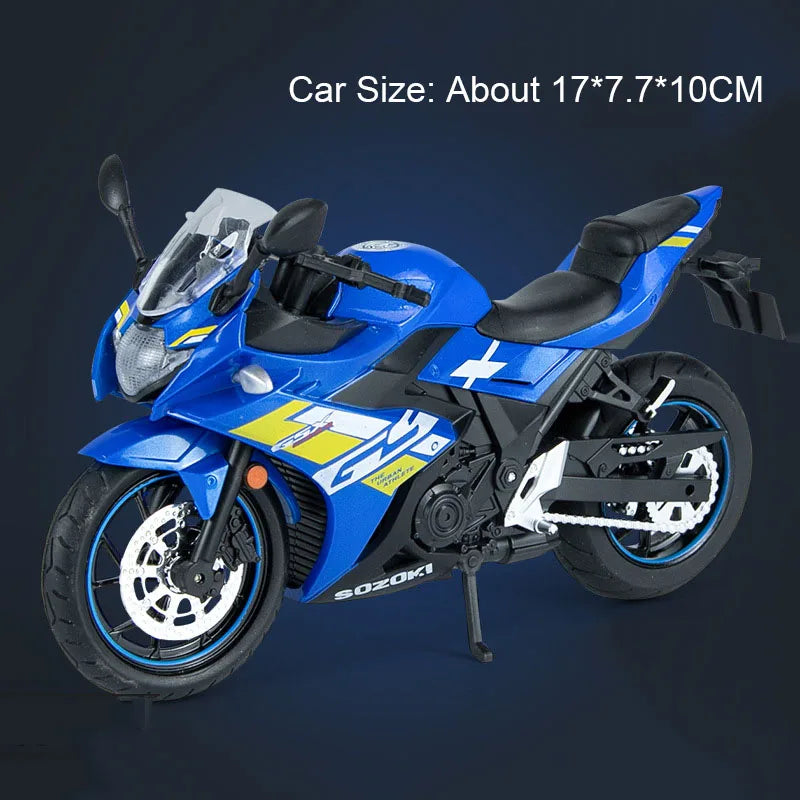 1:12 Hayabusa GSX250R Motorbike Toy Models Alloy Diecast Sound Light Shock Absorption Front Wheel Steering Miniature Motorcycles