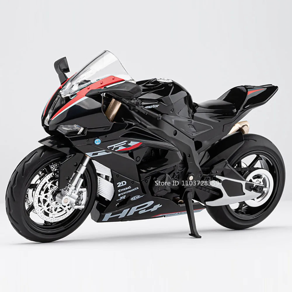 1:12 HP4 Model Toy Miniature Motorcycles Alloy Diecast Sound Light Shock Absorption Rubber Tires Ornament Motorbikes Boys Gifts