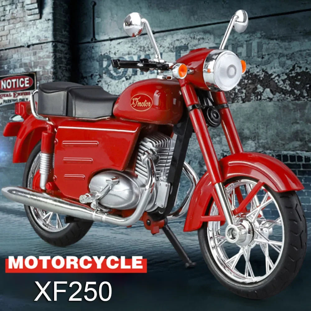 1:10 XF250 Motorcycle Alloy Diecast Models Cars Toy Wheel Steering with Light Miniature Motorcycles Children's Educational Toys