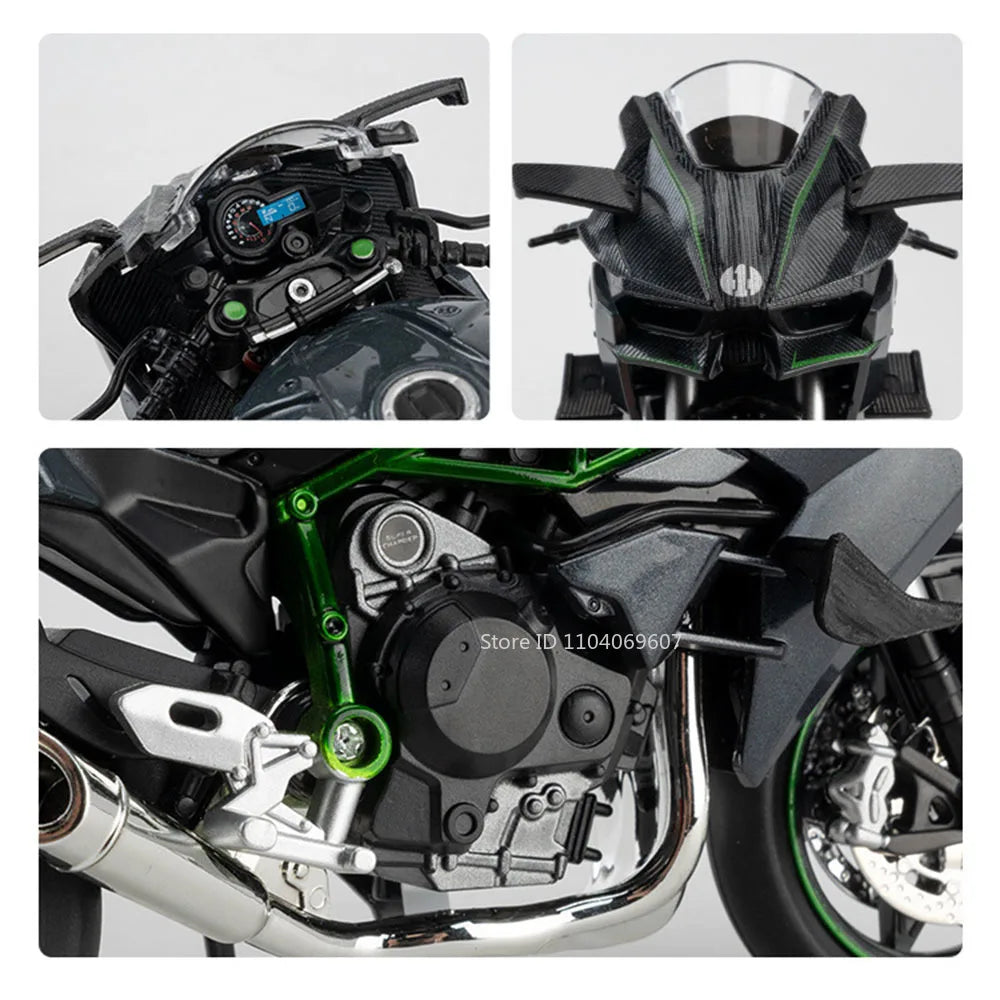 1:12 Toy Model H2R S1000RR Miniature Motorcycles Alloy Diecast Shock Absorption Rubber Tires Christmas Motorbike Gifts for Kids