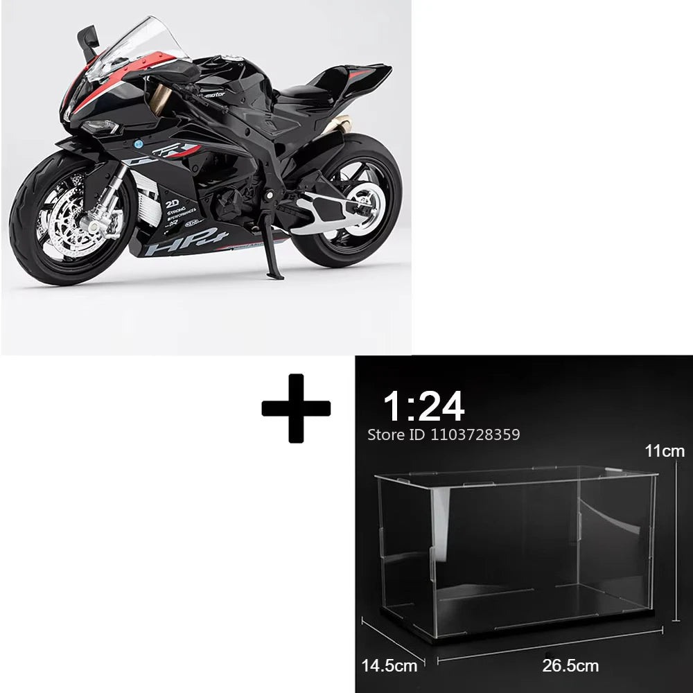 1:12 HP4 Model Toy Miniature Motorcycles Alloy Diecast Sound Light Shock Absorption Rubber Tires Ornament Motorbikes Boys Gifts