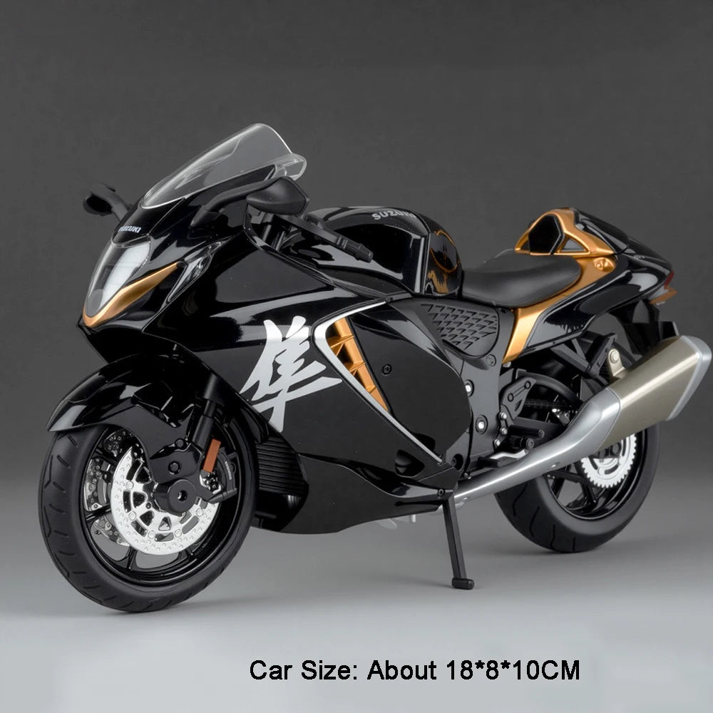 1:12 Hayabusa GSX250R Motorbike Toy Models Alloy Diecast Sound Light Shock Absorption Front Wheel Steering Miniature Motorcycles