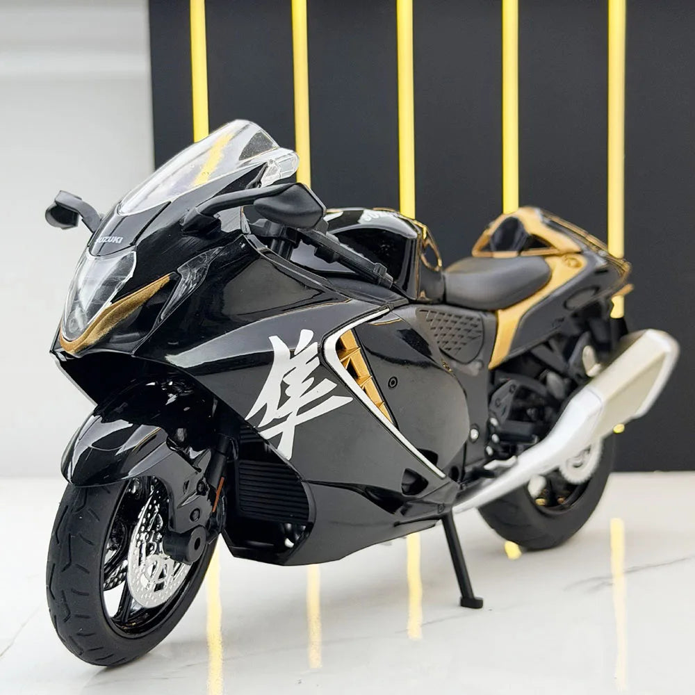 1:12 Hayabusa GSX250R Motorbike Toy Models Alloy Diecast Sound Light Shock Absorption Front Wheel Steering Miniature Motorcycles