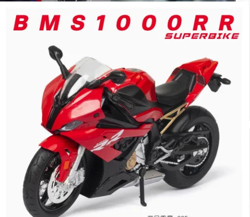 1:12 Toy Model H2R S1000RR Miniature Motorcycles Alloy Diecast Shock Absorption Rubber Tires Christmas Motorbike Gifts for Kids