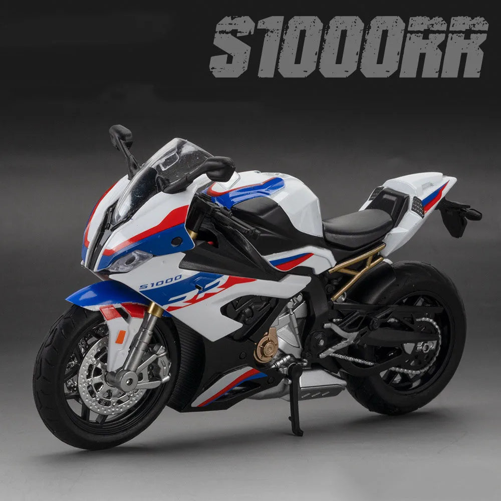 1:12 Toy Model H2R S1000RR Miniature Motorcycles Alloy Diecast Shock Absorption Rubber Tires Christmas Motorbike Gifts for Kids