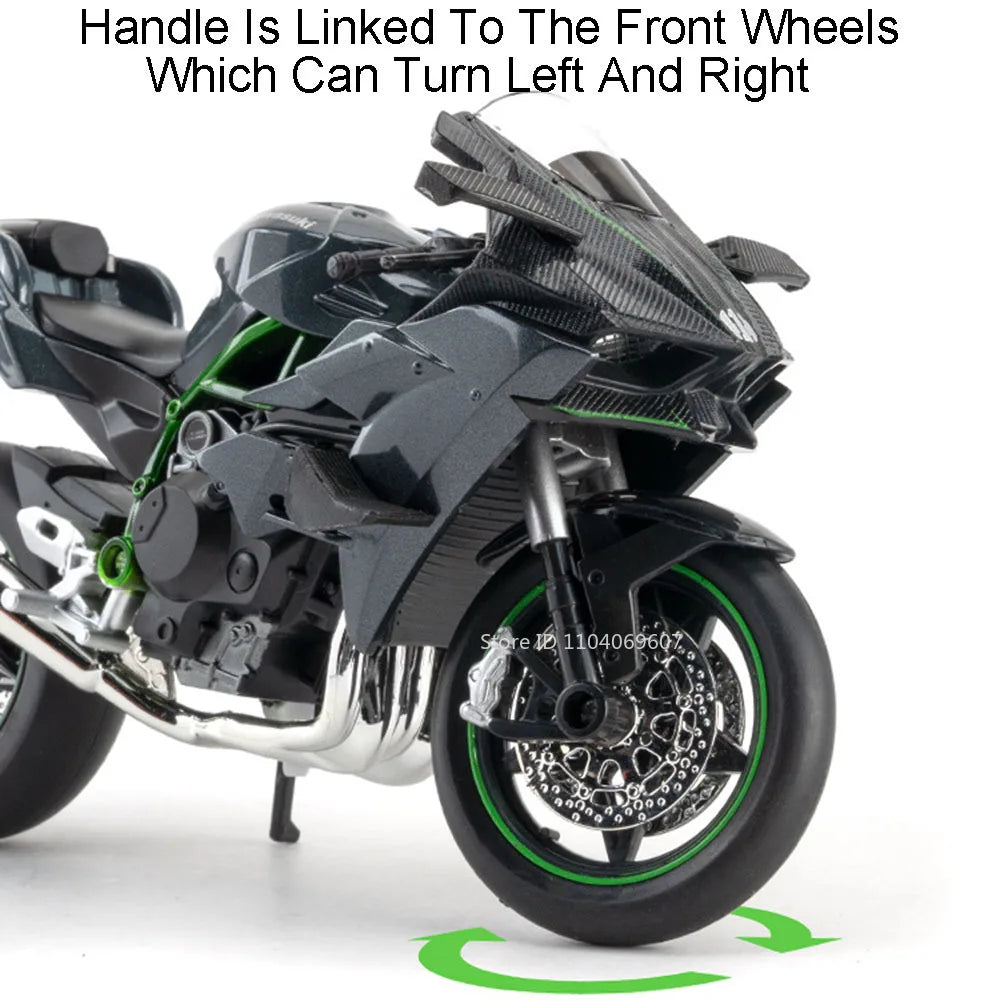 1:12 Toy Model H2R S1000RR Miniature Motorcycles Alloy Diecast Shock Absorption Rubber Tires Christmas Motorbike Gifts for Kids